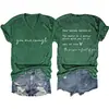 Camiseta de Talla Grande 100 kg con Estampado Creativo de Letras, Cuello en V y Manga Corta para Mujer, Top de Moda y Versátil para Verano