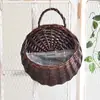 Maceta tejida para colgar en la pared cesta tejida de bambú para colgar en la pared cesta de flores para colgar en la pared cesta colgante de ratán para balcón cesta de bambú cesta de bambú verde