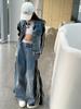 Conjunto Jeans Outono para Meninas 2026 Novo Estiloso Tendência Moda de Rua Conjunto de Duas Peças Descolado para Crianças Maiores Primavera e Outono