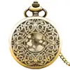 Reloj de Bolsillo Vintage de Bronce con Flor Doble de Ocho Pétalos para Hombres y Mujeres Reloj de Bolsillo de Cuarzo Reloj Grande Colgante Reloj de Regalo Reloj de Bolsillo Simple Creativo