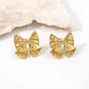 Amazon Venta Caliente Transfronteriza Pendientes de Lazo Pendientes de Acero Inoxidable Oro 18K Moda Versátil Ins Estilo Minimalista Accesorios para Orejas
