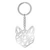 Comércio exterior venda quente corte aço titânio cor aço oco cabeça de gato pingente simples personalidade pingente 304 aço inoxidável chaveiro