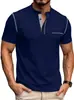 Ropa para hombre transfronteriza top con cuello Henry Amazon verano color liso media cremallera casual transpirable camiseta deportiva para hombre