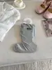 Calcetines Miu-Style de Primavera y Verano Delgados de Estilo Coreano Modernos con Estampado de Letras, Acampanados, Sueltos, con Puño de Burbuja, a Media Pantorrilla, que Te Hacen Ver Más Delgado, Calcetines Holgados