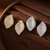 2026 Novos Brincos de Pétalas Dobráveis Estilo Europeu e Americano com Toque de Luxo, Brincos de Zircônia Exquisitos, Acessórios Elegantes para Mulheres, Cobre Incrustado com Zircônia