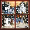 Decoraciones Navideñas de Papá Noel Pingüino de Dibujos Animados Blanco Reno Árbol de Navidad Pegatinas Estáticas para Ventana de Vidrio Transfronterizo