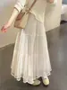 Falda midi plisada de malla y terciopelo patchwork para mujer, nueva colección otoño/invierno 2026, de cintura alta, falda acampanada adelgazante
