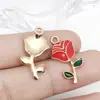 Mistura 30 Pingente de Liga Flor de Cerejeira Crisântemo Óleo Gota Vermelha Acessórios para Pulseira Colar Artesanal DIY