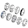 Set Caliente de Venta de 9 Piezas de Anillos de Cadena Giratorios para Alivio del Estrés Set de Anillos de Acero Inoxidable Transfronterizo Amazon Shein