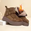 Botas femininas estilo Martin, botas curtas, com sola grossa, forradas com fleece para outono e inverno, bico redondo, envio direto, botas de neve quentes, estilo retrô, sapato de peça única, estilo Birkenstock