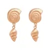 Pendientes de Caracola con Patrón de Concha Metálico Pesado Europeo y Americano, Estilo Vacaciones Costeras Transfronterizas, Pendientes Únicos de Nicho de Alta Gama para Mujeres