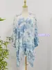 Capa de Punto Tie-Dye Étnica para Vacaciones, Capa Fina con Borlas para Mujer, Cárdigan, Chal Calado Estilo Primavera y Otoño, Blusa, Ropa Exterior