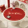 Mantel Redondo de Mesa para Año Nuevo Impermeable y a Prueba de Aceite Sin Lavado Mantel Redondo para Mesa de Comedor 2026 Nuevo Rojo Festivo Mantel para Mesa de Café