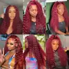 Comércio Exterior Transfronteiriço Moda Europeia e Americana Renda Frontal Vinho Tinto Pequeno Rolo Rolo Manual Cabelo Cacheado Fofo Peruca Quente Africana