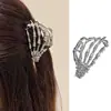 Pinza de Garra de Mano de Fantasma Gótico Plisada Tocado de Alta Gama Pinza para el Cabello Parte Posterior de la Cabeza Recogido Pinza de Tiburón de Metal Accesorios para el Cabello de Halloween