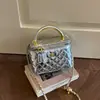 Bolsa Balde Fashion Portátil Retrô Feminina 2026 Nova Pequena Estilo Fragrância Grade de Diamante Corrente Bolsa de Ombro Única Versátil Bolsa Transversal