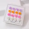 Novos Brincos de Resina com Flores Secas de Rosa Simples para Cuidado do Furo da Orelha Brincos de Plástico Acessórios de Orelha para Mulheres Fabricante Conjunto Atacado
