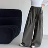 Pantalones de pierna ancha drapeados para niñas 2026 Otoño Nuevos Pantalones rectos de cintura alta hasta el suelo para niños mayores, Pantalones de otoño para niños