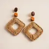 Pendientes de Corazón de Madera Color Café Transfronterizos Europeos y Americanos, Pendientes Estilo Retro Maillard, Pendientes de Diseño de Nicho para Mujer