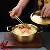 Olla para Fideos Instantáneos Coreanos Olla Pequeña de Cocina Hogareña Acero Inoxidable Doble Asa Caracol Fideos Olla Especial para Sopa Olla para Ramen de Fideos Instantáneos Coreanos