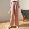 Pantalones Anchos de Satén Imitación Seda para Mujer, Nuevos, Holgados, Retro, Estilo Guofeng, Rectos, Casuales, Textura Plisada, Pantalones de Acetato