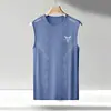 Chaleco de Seda de Hielo para Hombre, Estilo Delgado de Moda, Cuello Redondo, Malla Transpirable, Secado Rápido, Chaleco Deportivo de Hombros Anchos, Sin Mangas, Ropa de Verano