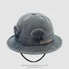 Estilo de mezclilla lavada para bebés y niños, nuevo y elegante sombrero de pescador lindo con orejas y cordón personalizado