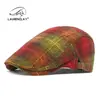 Boina de Colorido Cuadros Cepillados Nueva para Primavera y Otoño para Mujer, Gorra de Pico Retro Británica, Gorra Adelantada de Algodón para Hombre, Moderna