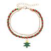 Pulsera de Campana de Árbol de Navidad de Cuentas de Arroz Explosiones Transfronterizas Moda Europea y Americana Regalo de Vacaciones Joyería para Pareja con Doble Cuenta Mujeres