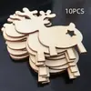 Artesanato em madeira criativo laser oco pingente decorativo veado de Natal alce alce joia de feriado pendurar atacado