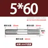 Varilla Roscada de Acero Inoxidable 304 de Doble Extremo, Varilla Roscada Extendida con Conexiones Roscadas en Ambos Extremos, Varilla de Perno Roscado, Varilla Prisionera M3-M24