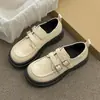 Sapatos Femininos de Couro, Sapatilhas Estilo Britânico, Novo Modelo 2025, Versáteis para Verão e Primavera/Outono, Mocassins de Solado Grosso, Sapatos Femininos Pretos