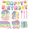 Bestseller transfronterizo: Mantel desechable temático de squishy, bollos, gelatina, fondo de decoración de fiesta de cumpleaños para niños