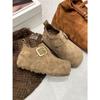 Sapatos Birkenstock Versáteis de Sola Grossa Retrô para Mulheres 2025 Outono e Inverno Novo Estilo Slip-On Birkenstock Mocassins Sapatos Preguiçosos