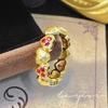 Anillo de corazón de melocotón retro cepillado con circonita candy sweetheart nuevo corindón rojo lujo ligero anillo de diamante de amor de alta gama para mujer