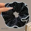 Goma para el pelo tipo scrunchie de encaje con lunares estilo coreano para mujer 2026 Nuevo Modelo de Alta Gama Lazo grande para el pelo Flor de pelo suave Cuerda para el pelo Accesorio para el cabello
