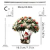 Día de San Valentín Conejito Blanco Durmiendo entre Rosas Adorno Colgante para Puerta y Ventana de Jardín Acrílico 2D Decoración Festiva