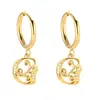 Pendientes de Acero Inoxidable Chapado en Oro 18K con 26 Letras, Pendientes de Zirconia con Forma de Ola de Lujo, Pendientes Elegantes