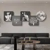 Pintura Decorativa para Sala de Estar de Elefante Estilo Wabi-Sabi Pintura Colgante de Pared para Fondo de Sofá de Gama Alta Lámpara de Pared Reloj Creativo Simple Moderno