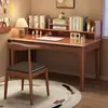 Escritorio de madera maciza con combinación de estantería para uso doméstico por estudiantes de primaria y secundaria, escritorio y silla de escritura simples para dormitorio de apartamento pequeño