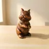 Adorno de Conejo Tallado en Boj Vintage, Lindo Objeto Decorativo de Mano, Artesanía Creativa de Animal Tallado Estilo Rústico