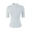 Camiseta Sexy de Estilo Puro Deseo, Ligeramente Transparente, Cuello Semi-Alto, Manga Corta para Mujer, Versátil de Verano, Ajustada, Favorecedora, Top Básico Hot Girl