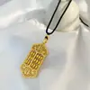 Collar de Cadena de Cuerda Trenzada Tejida a Mano para Mujer, Colgante Delgado Chapado en Oro de Larga Duración con Ábaco Giratorio y Carácter de la Fortuna, Hecho a Mano