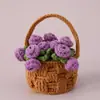 Posavasos de Ramo de Flores Hecho a Mano Terminado Posavasos Creativo de Cesta de Rosa Burbuja Tejido a Crochet Regalo Creativo Tejido