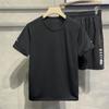 Verão de manga curta sportswear terno masculino moda casual moda ao ar livre bonito shorts de malha de secagem rápida conjunto de duas peças