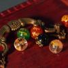 Ágata roja, negra, amarilla y verde tallada, cuentas sueltas, dorado, dios de la riqueza de cinco vías, pulsera de bricolaje de esmalte coloreado, pulsera con cuentas redondas