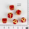 Bola hueca de aleación dorada mate con incrustaciones de gemas de puntos rojos y azules, bola de diamante con puntos de plata antigua, accesorios para jugar con texto DIY