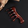 Pente de Massagem Pequeno Formato de Machado com Dentes Largos de Sândalo Roxo para Gua Sha e Massagem, Pente Criativo para Massagem dos Meridianos da Cabeça e Massagem de Pontos de Acupuntura