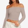 Ropa de Yoga Transfronteriza de Manga Larga con Diseño de Cuello en U Amplio, Top Sexy de Manga Larga Espalda Descubierta, Sujetador Deportivo para Correr, Fitness para Mujeres