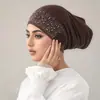 Gorro de strass de corte recto, nuevo estilo de moda, sombrero pañuelo para la cabeza de algodón y seda, gorro cálido de punto para primavera y otoño, sombrero turbante de diamantes para mujer